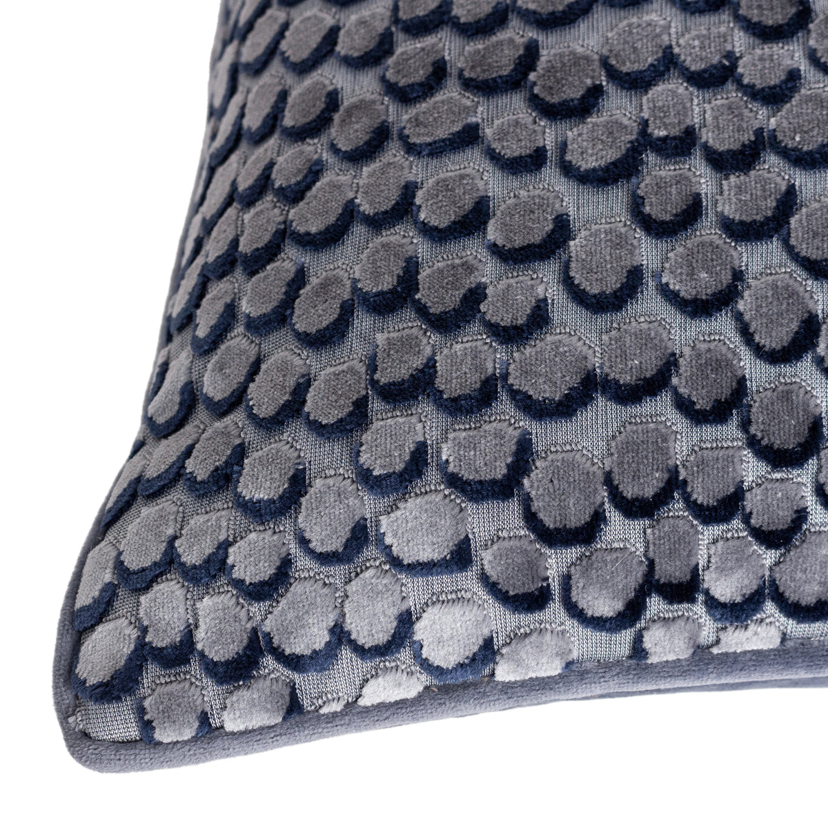 Hoem Lanzo Cut Velvet Piped Filled Cushion 45cm x 45cm Dusk