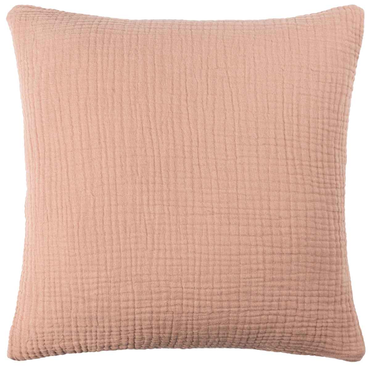 Yard Lark Muslin Crinkle Cotton Filled Cushion 45cm x 45cm Pink Clay