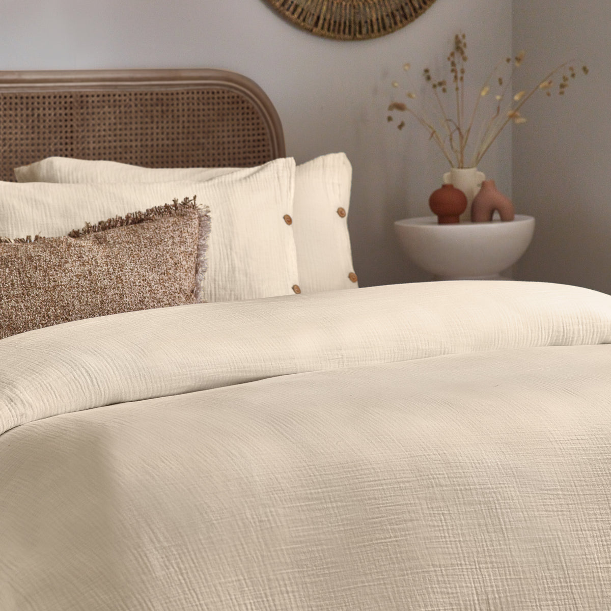 Lark Muslin Cotton Bedding Set Natural