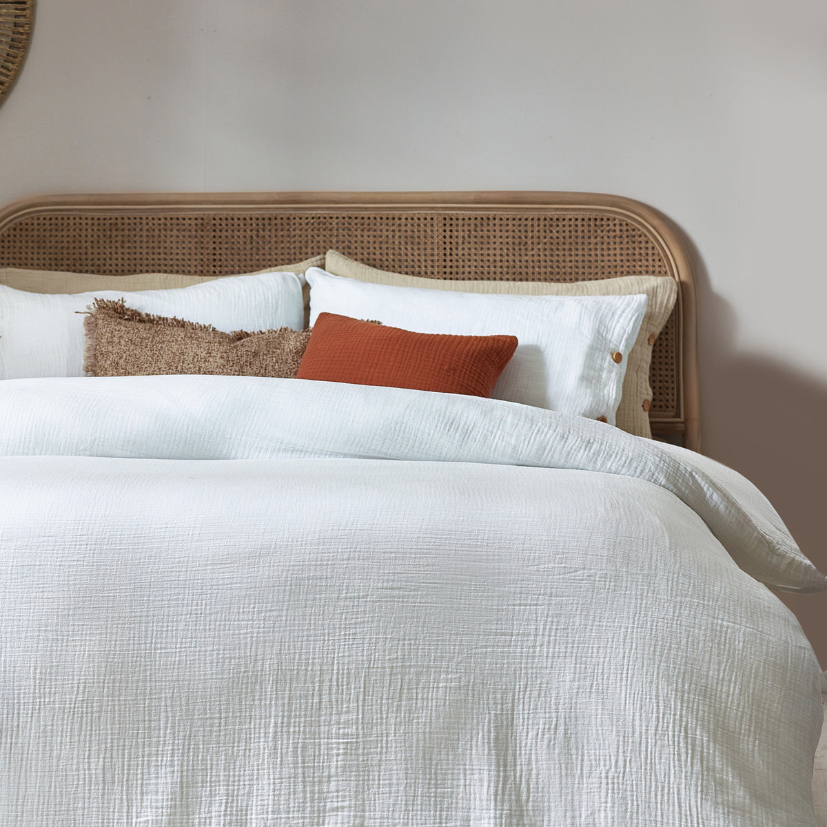 Lark Muslin Cotton Bedding Set White
