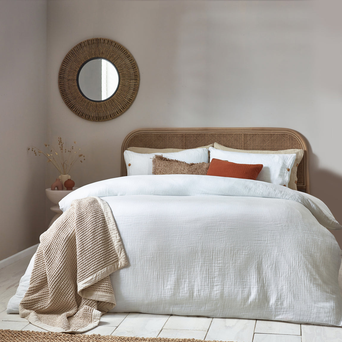 Lark Muslin Cotton Bedding Set White