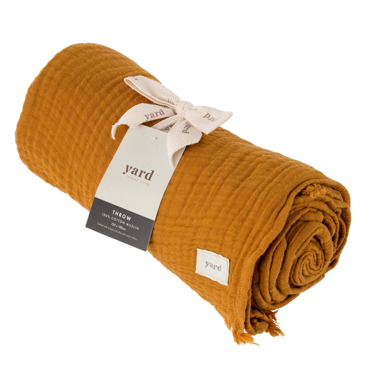 Lark Crinkled Cotton Throw Cumin