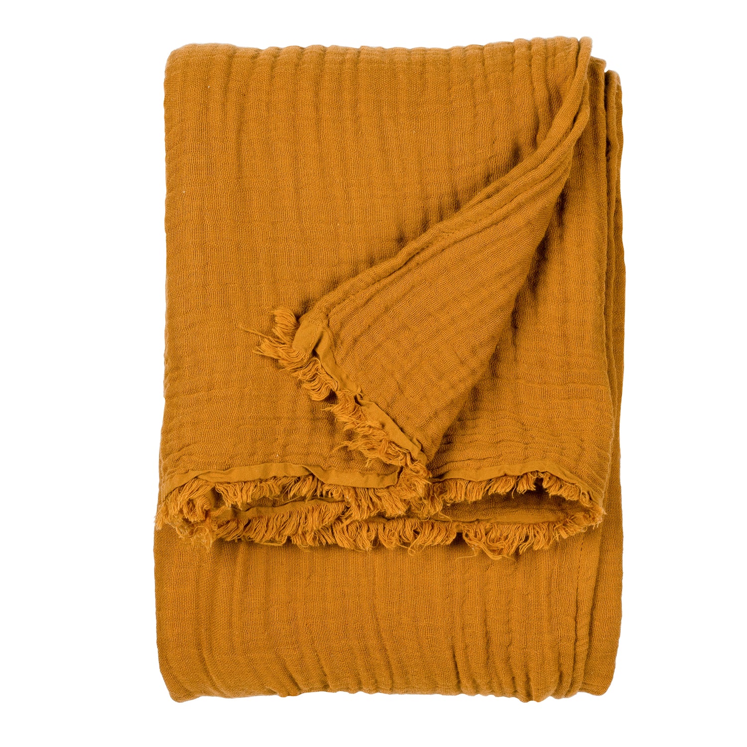 Lark Crinkled Cotton Throw Cumin