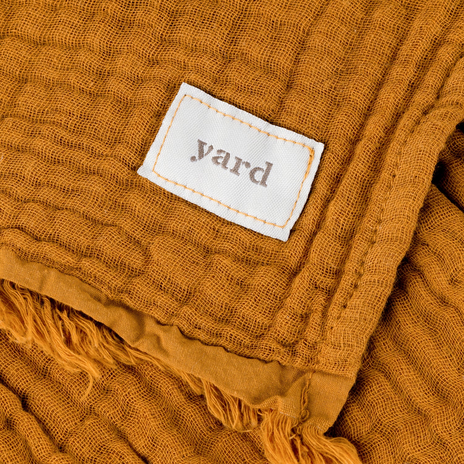 Lark Crinkled Cotton Throw Cumin
