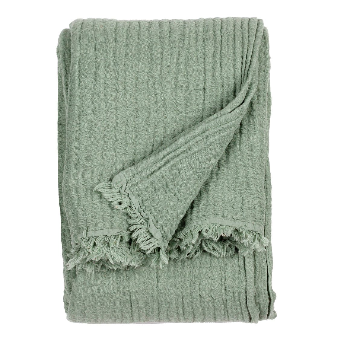 Lark Crinkled Cotton Throw Eucalyptus