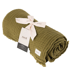 Lark Crinkled Cotton Throw Khaki