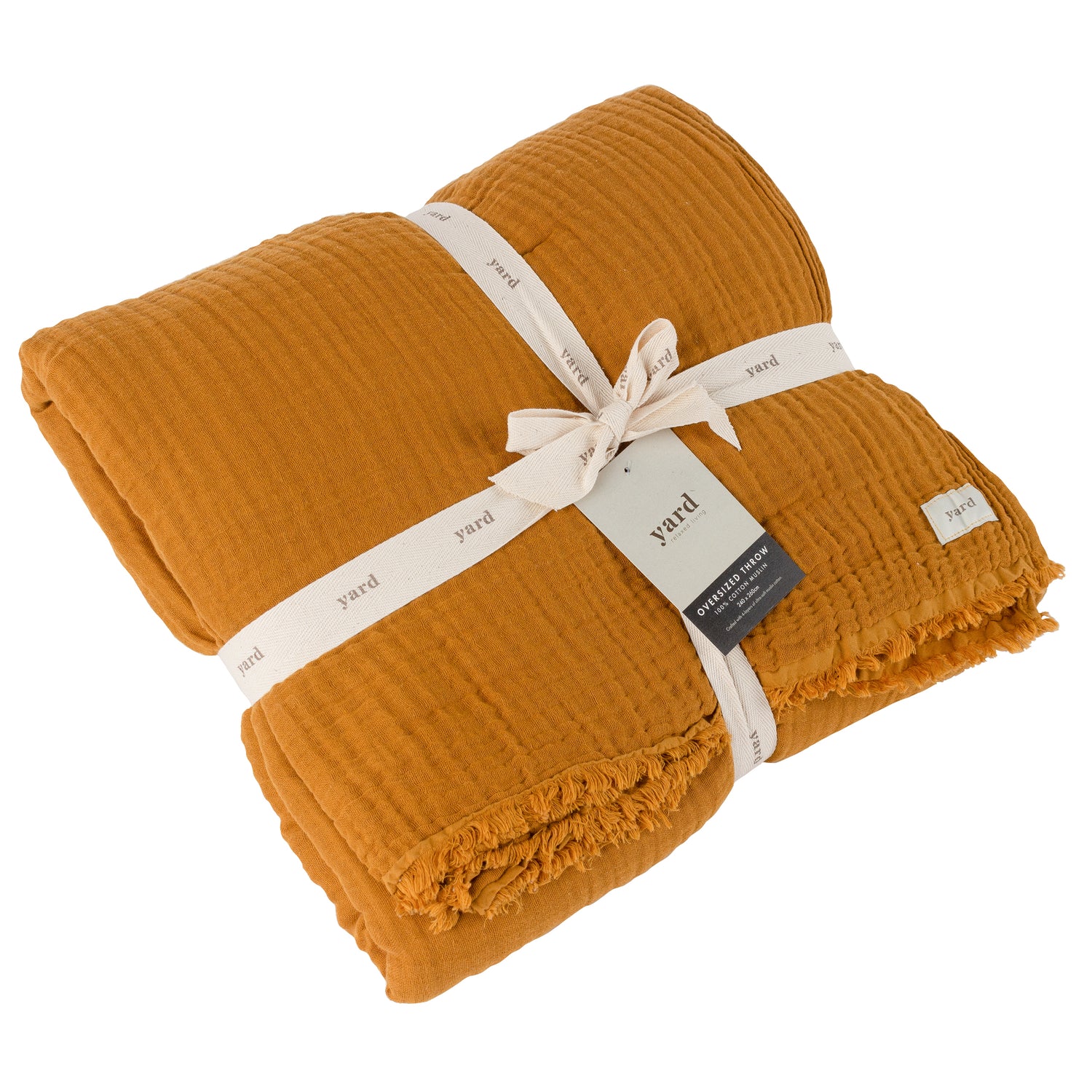 Lark Crinkled Cotton Throw Cumin