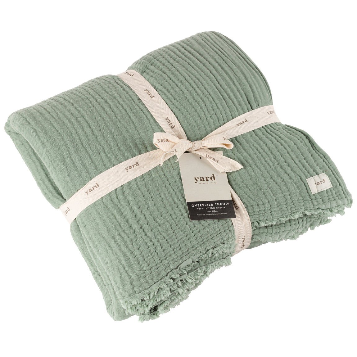 Lark Crinkled Cotton Throw Eucalyptus