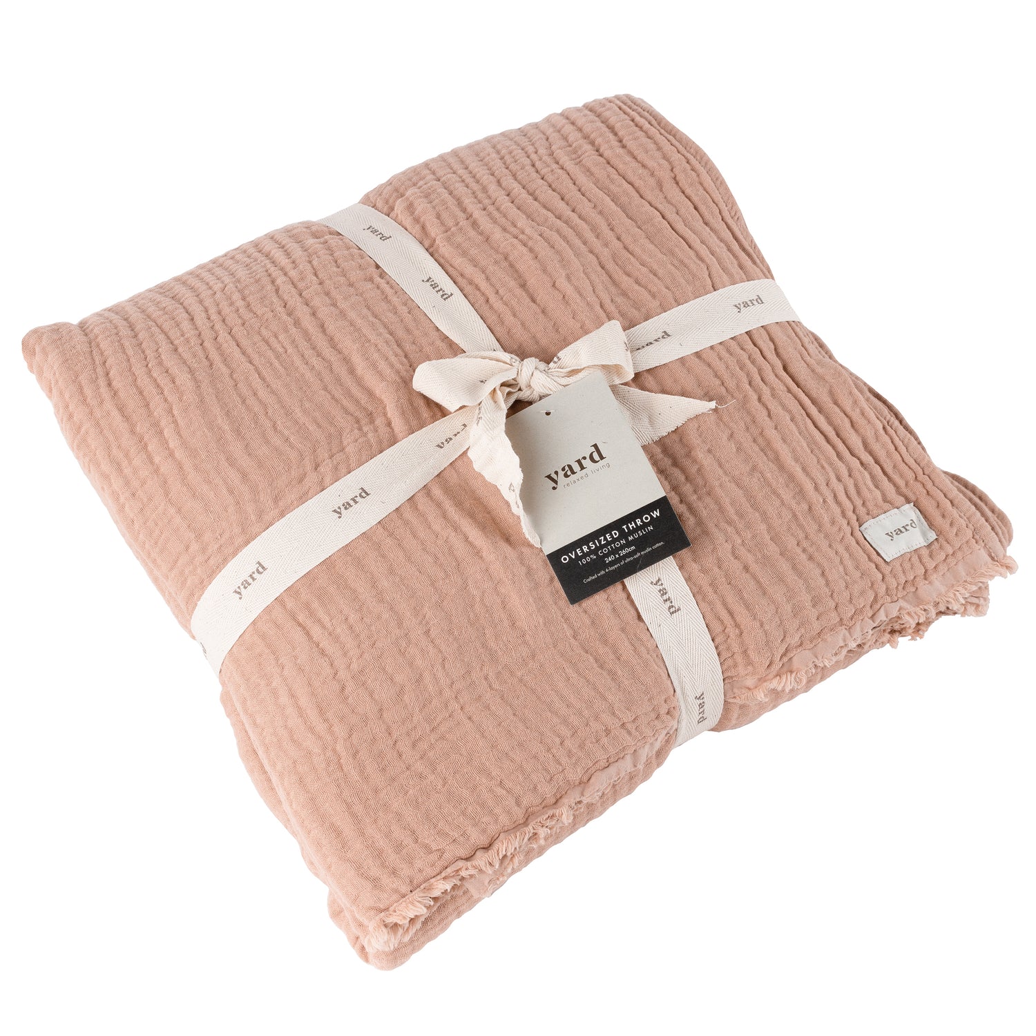 Lark Crinkled Cotton Throw Pink Clay