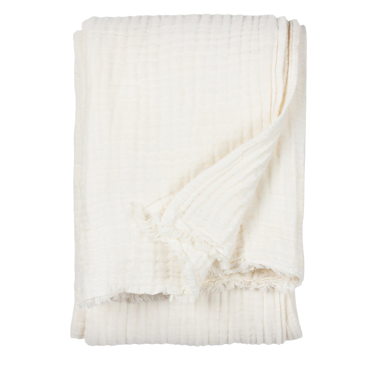 Lark Crinkled Cotton Throw White