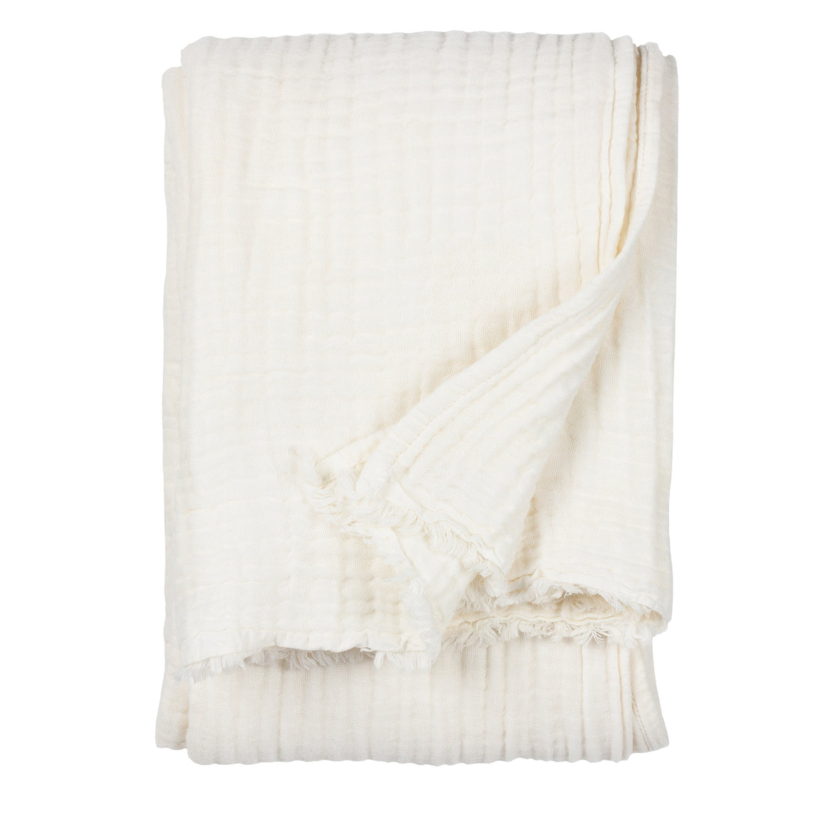 Lark Crinkled Cotton Throw White
