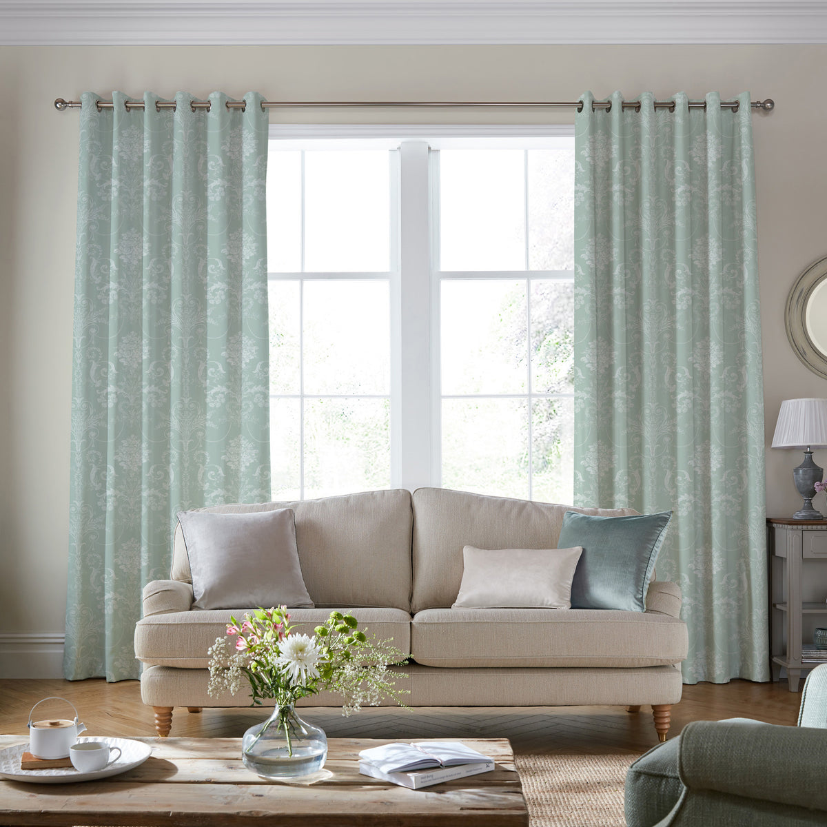 Laura Ashley Josette Made To Measure Roman Blind Duck Egg