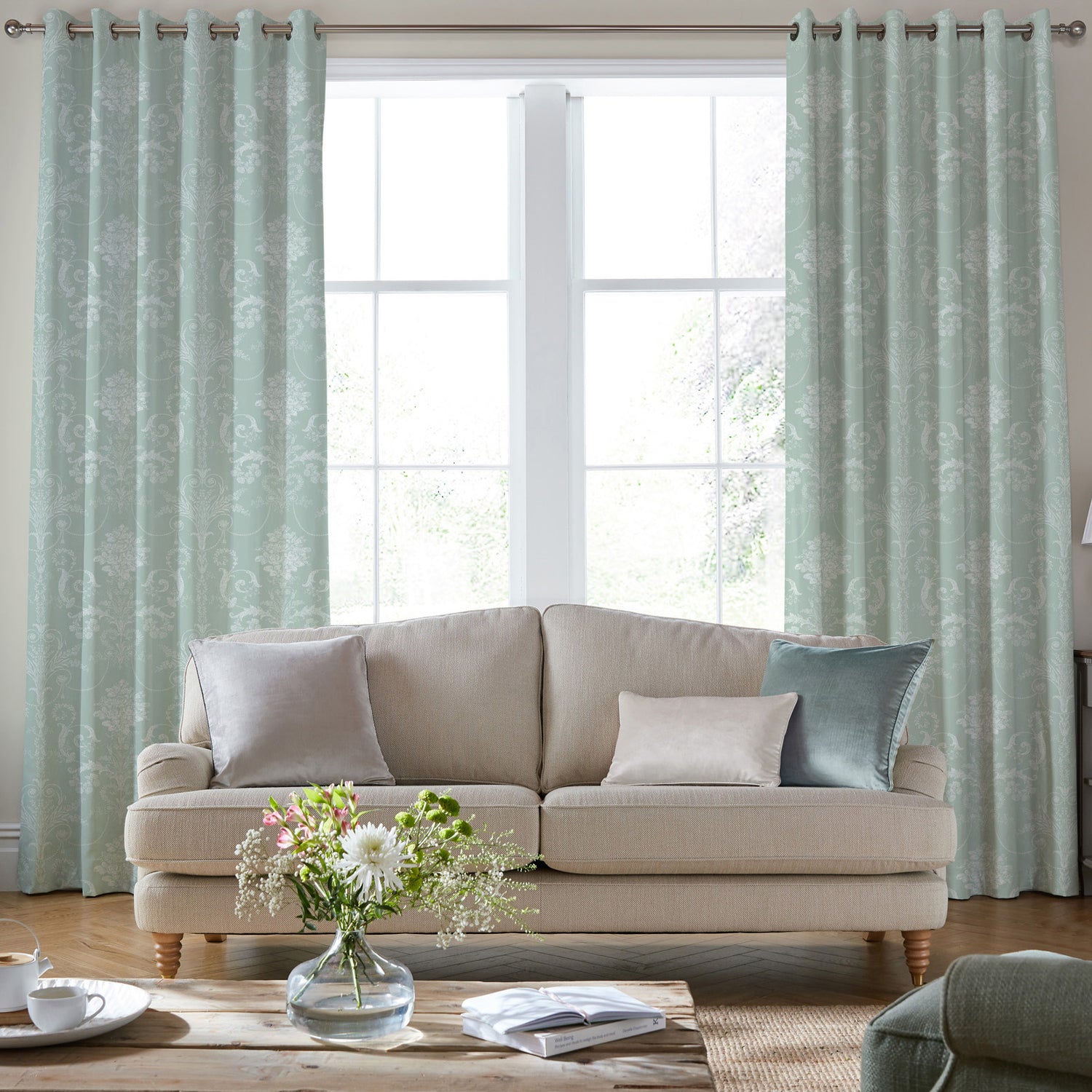 Laura Ashley Josette Made To Measure Curtains Duck Egg