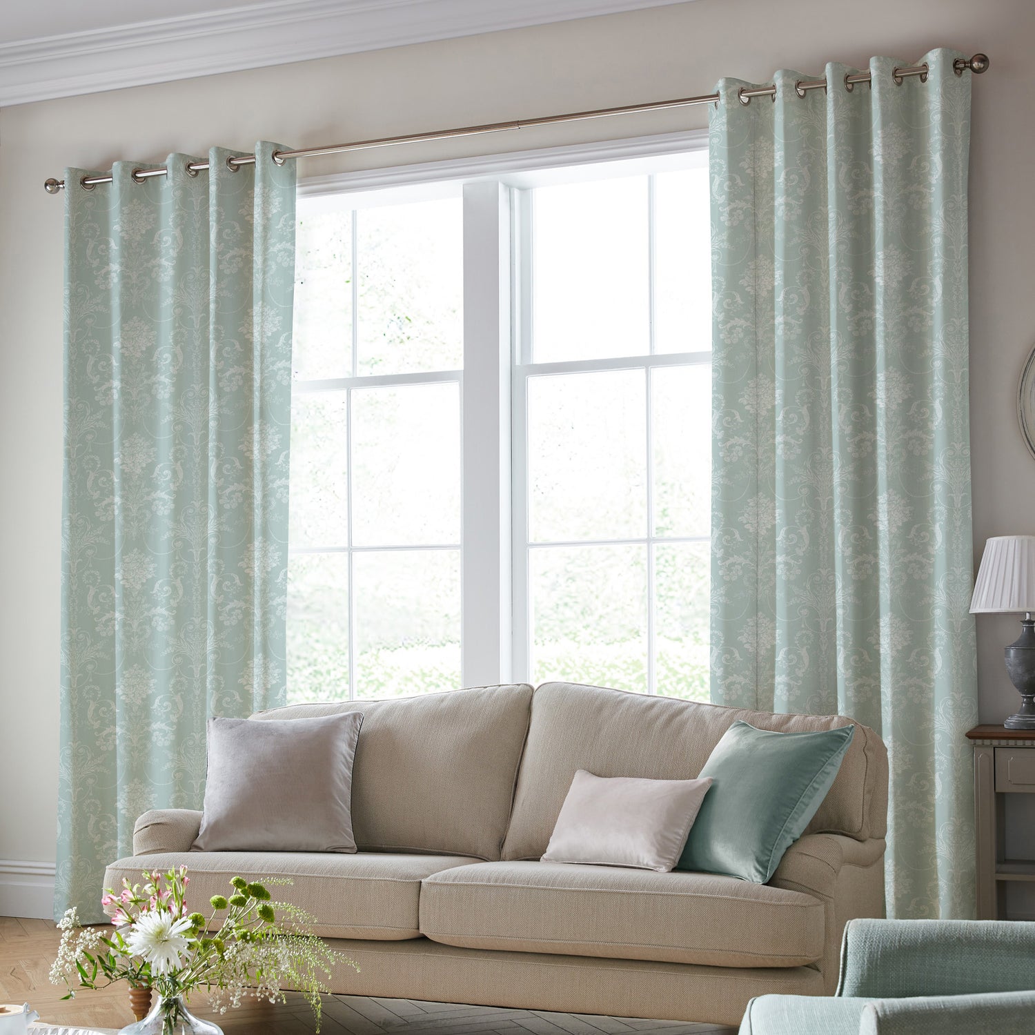 Laura Ashley Josette Made To Measure Curtains Duck Egg
