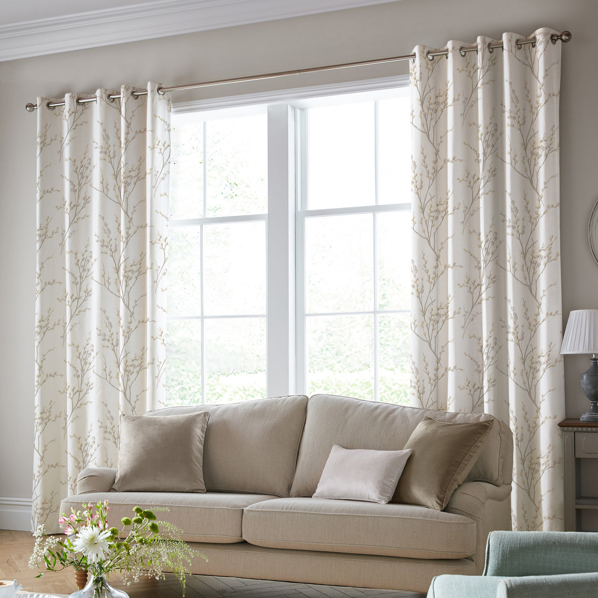 Laura Ashley Pussy Willow Made To Measure Curtains Dove Grey