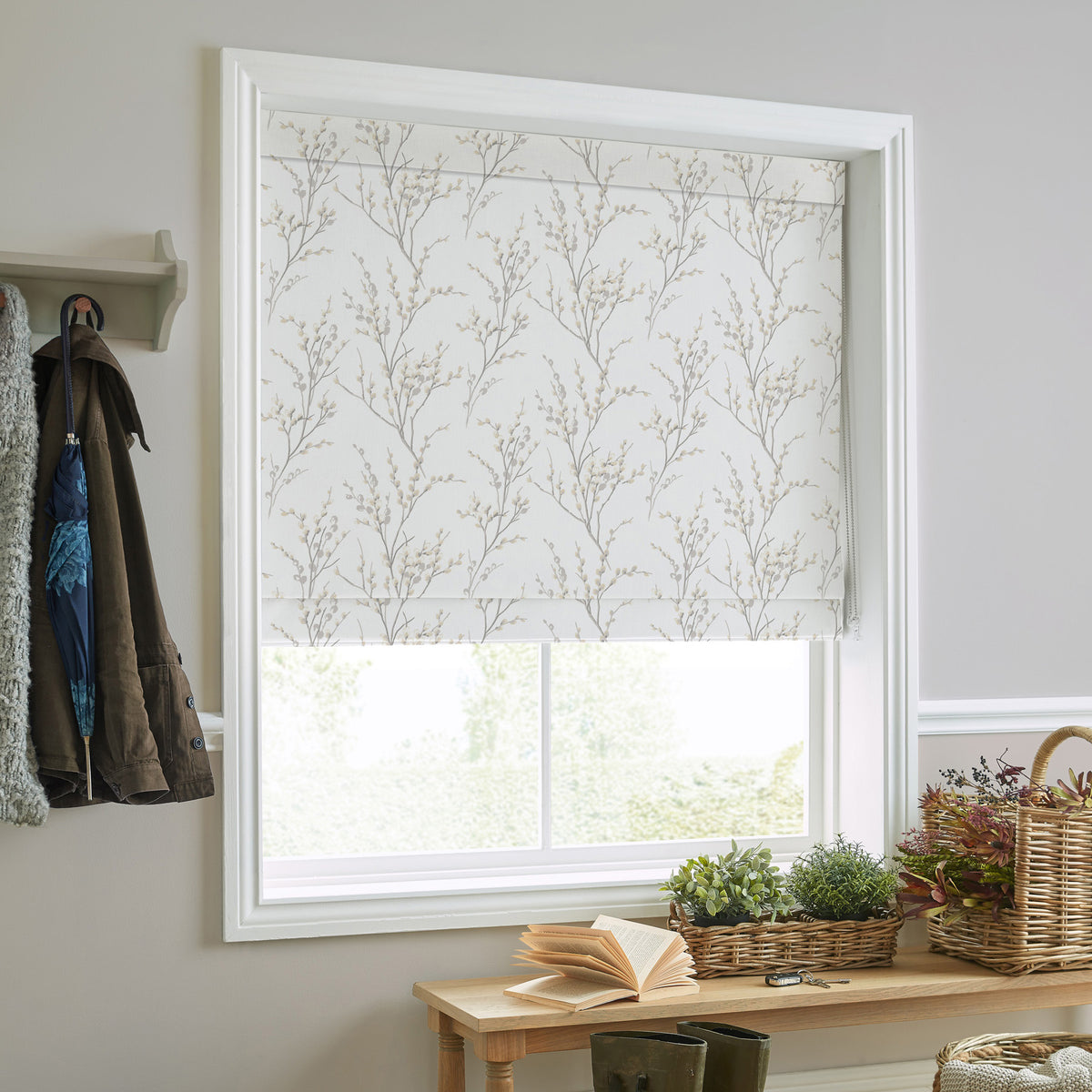Laura Ashley Pussy Willow Made To Measure Roman Blind Dove Grey