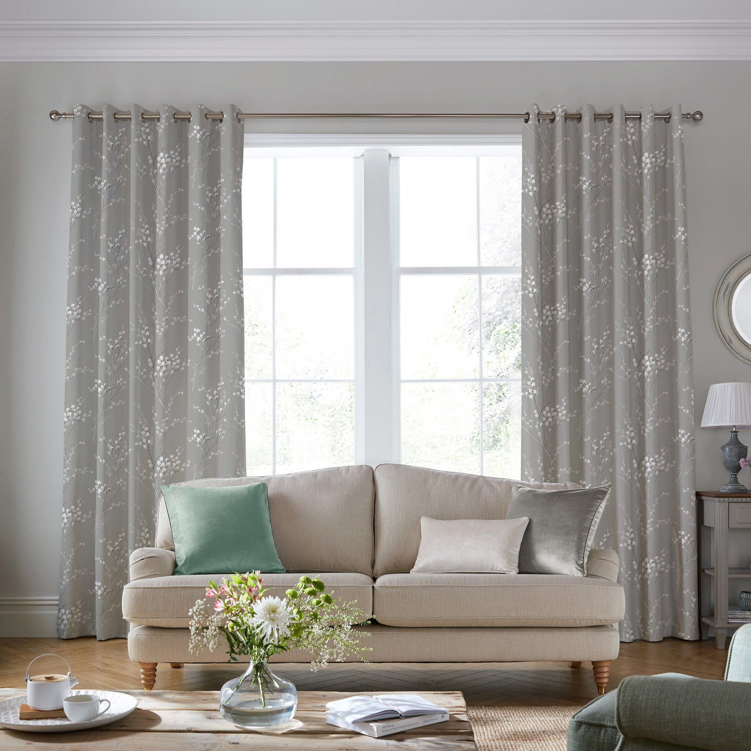 Laura Ashley Pussy Willow Made To Measure Roman Blind Steel