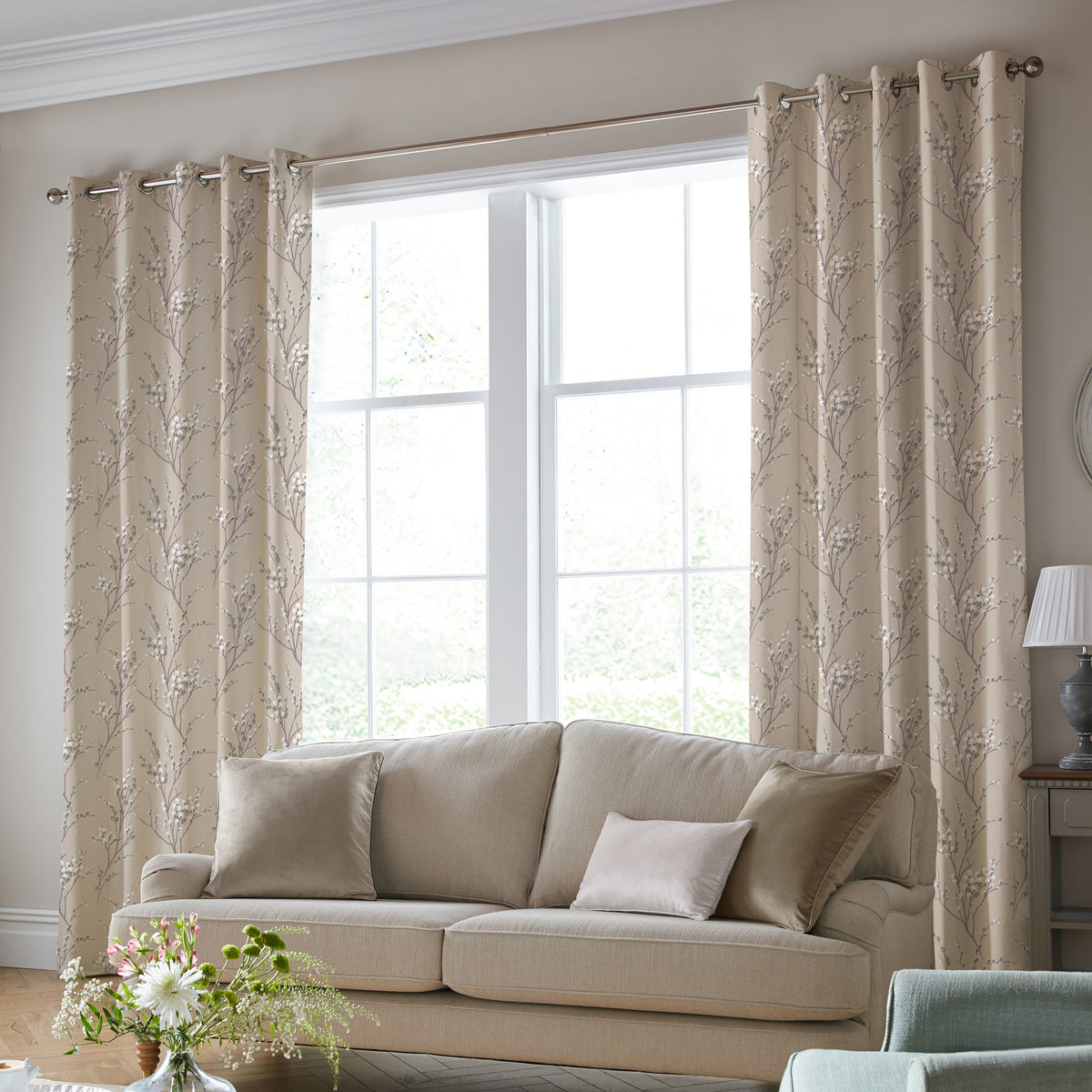 Laura Ashley Pussy Willow Made To Measure Curtains Natural