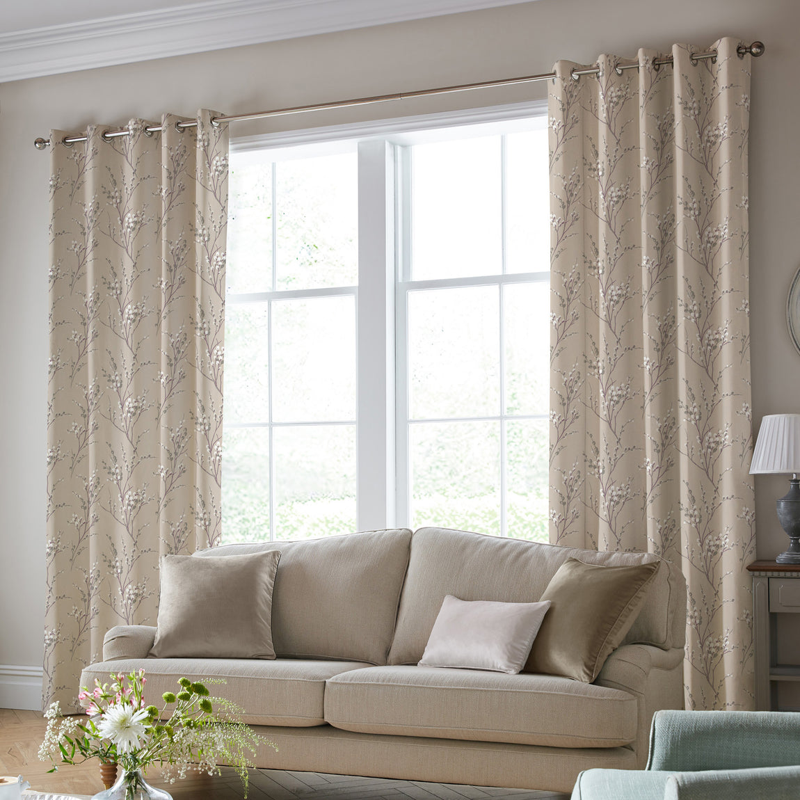 Laura Ashley Pussy Willow Made To Measure Curtains Natural