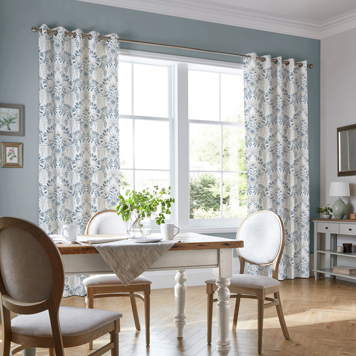 Laura Ashley Parterre Made To Measure Curtains Off White Seaspray
