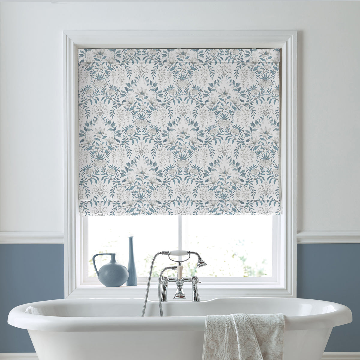 Laura Ashley Parterre Made To Measure Roman Blind Off White Seaspray