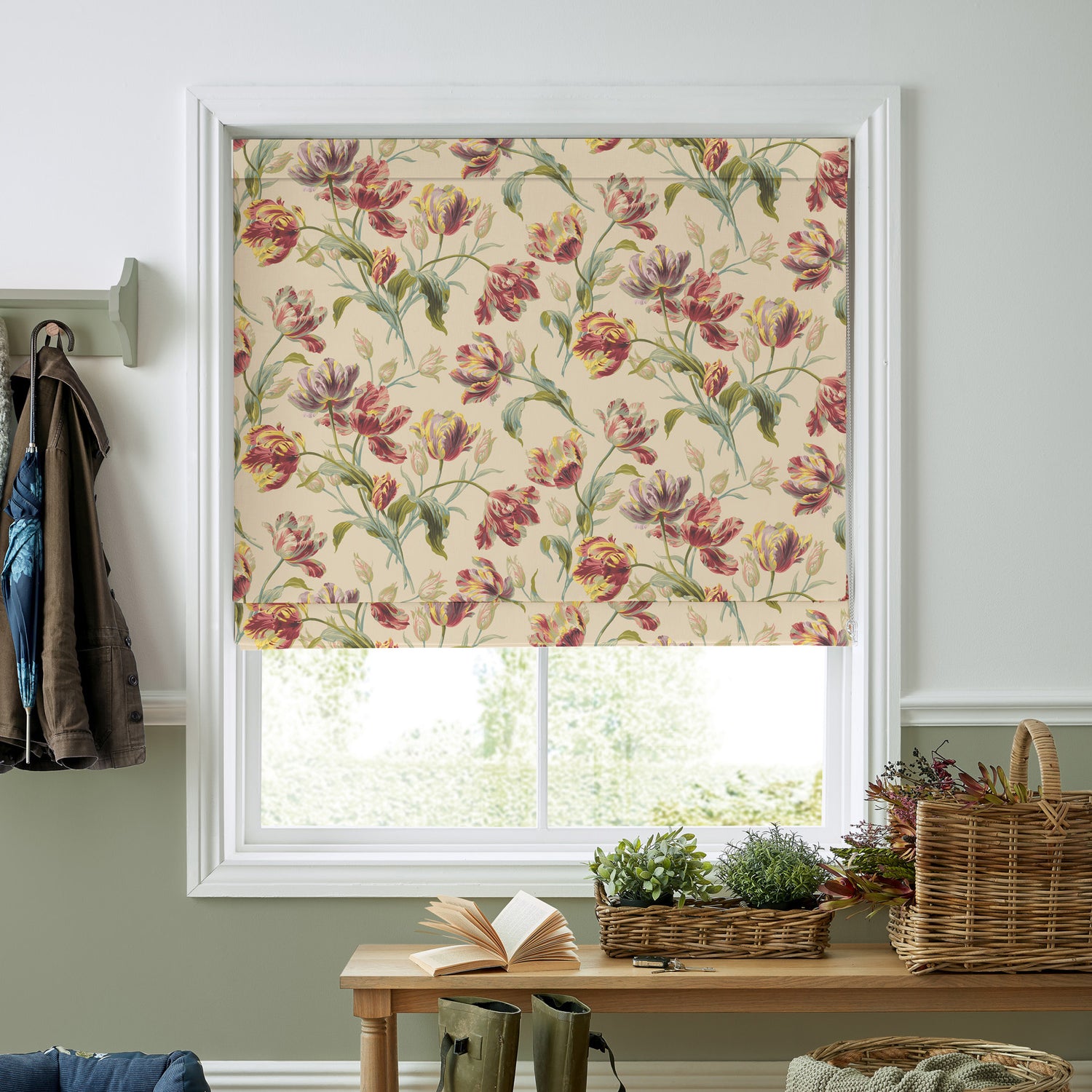 Laura Ashley Gosford Made To Measure Roman Blind Cranberry