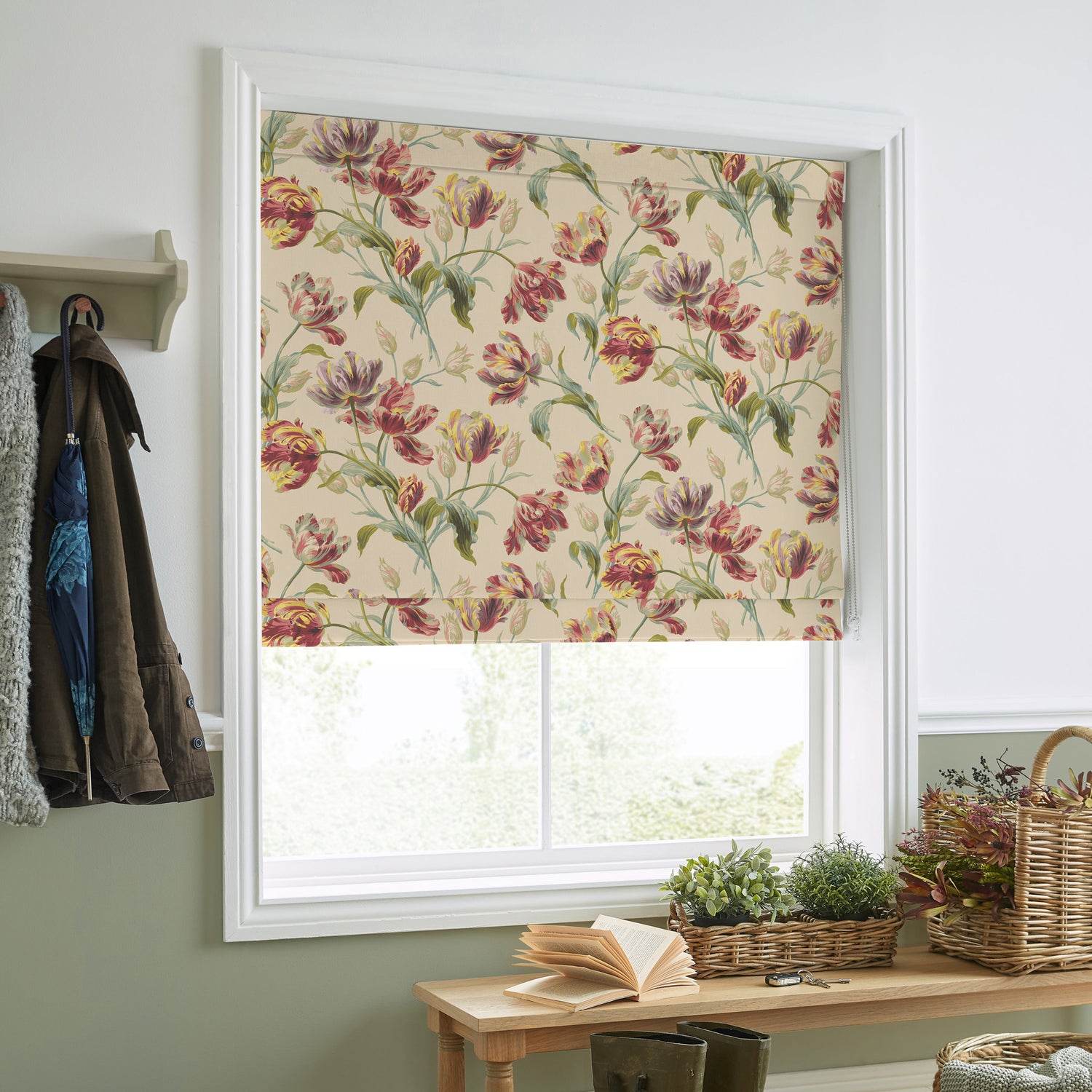 Laura Ashley Gosford Made To Measure Roman Blind Cranberry