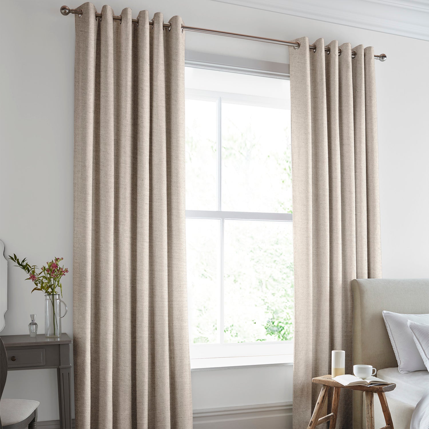 Laura Ashley Swanson Made To Measure Curtains Natural
