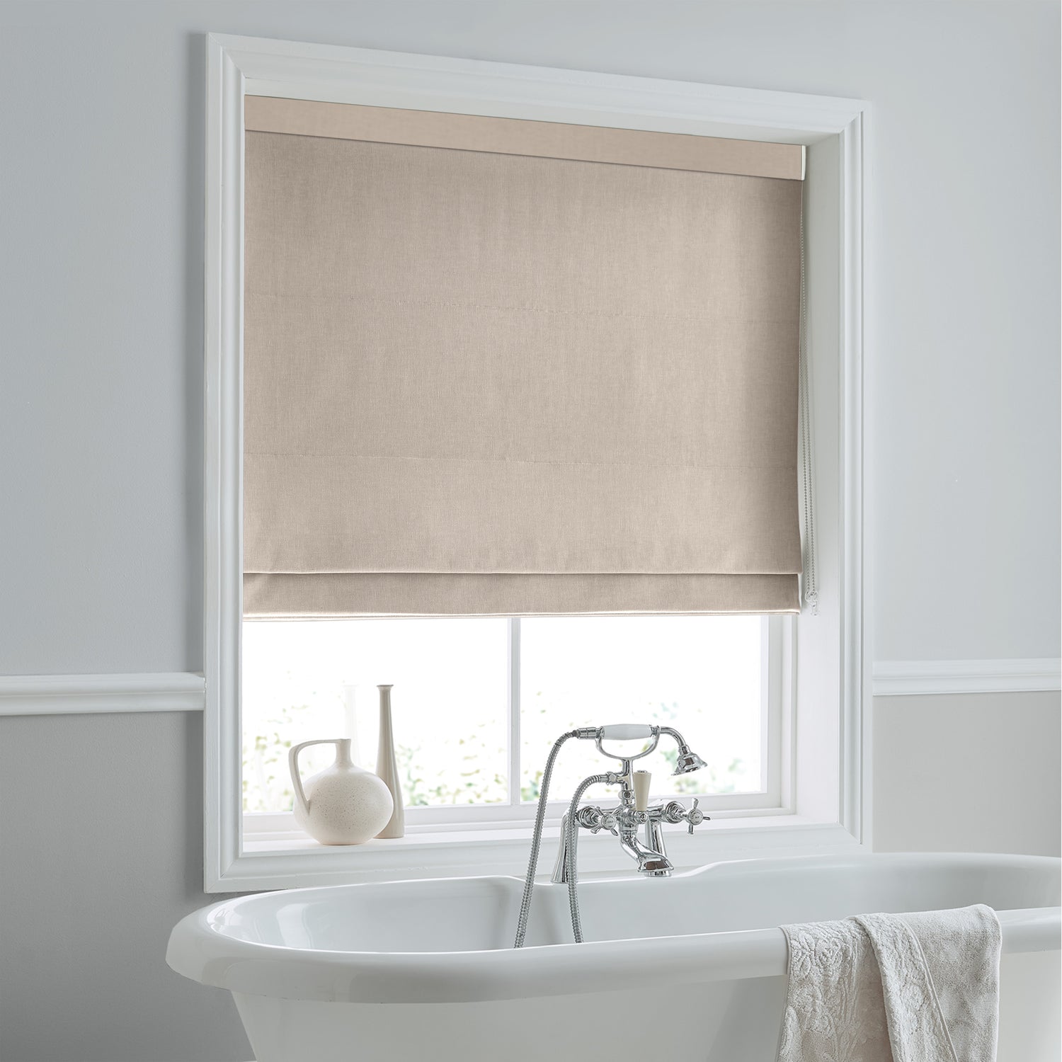 Laura Ashley Swanson Made To Measure Roman Blind Natural