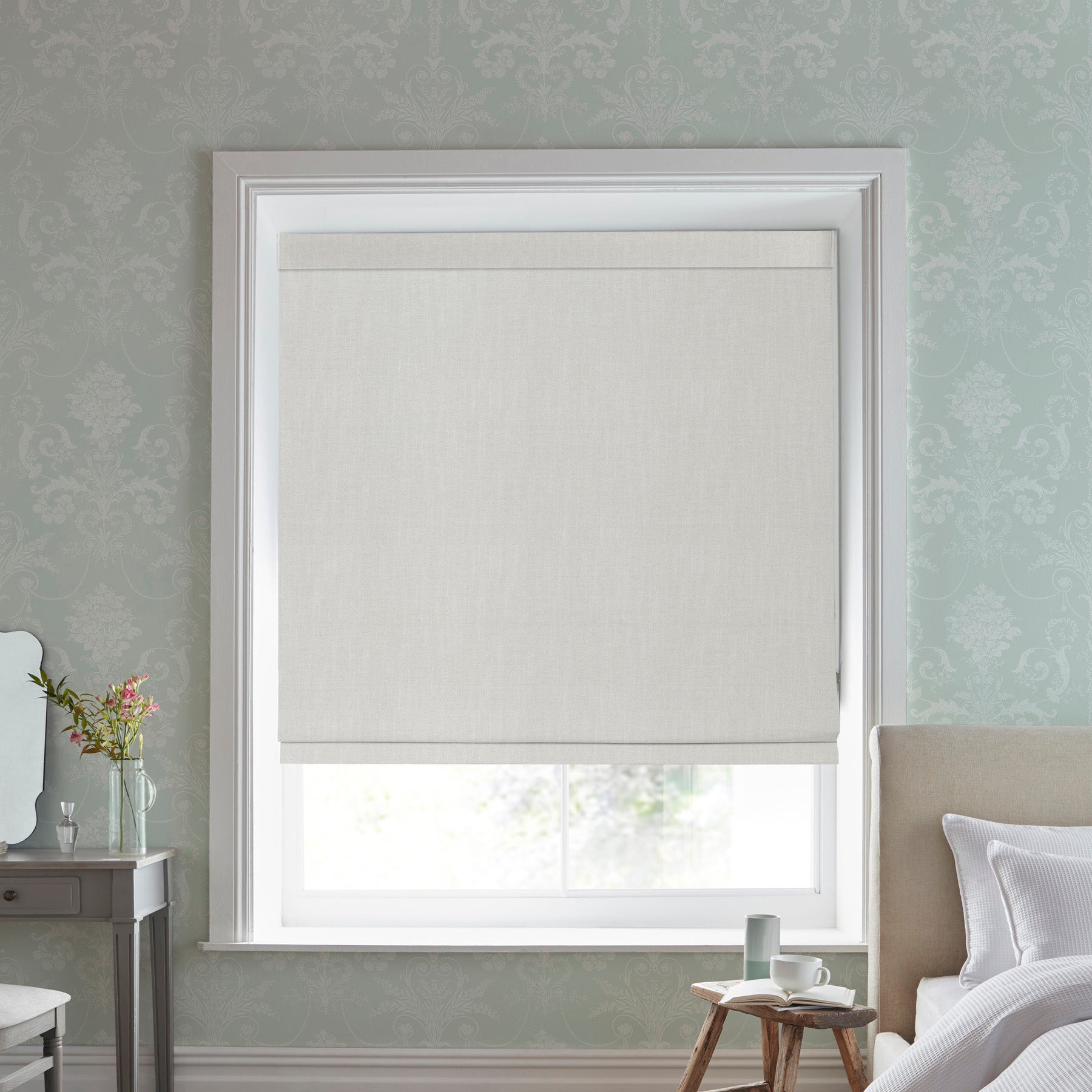 Laura Ashley Swanson Made To Measure Roman Blind Dove Grey