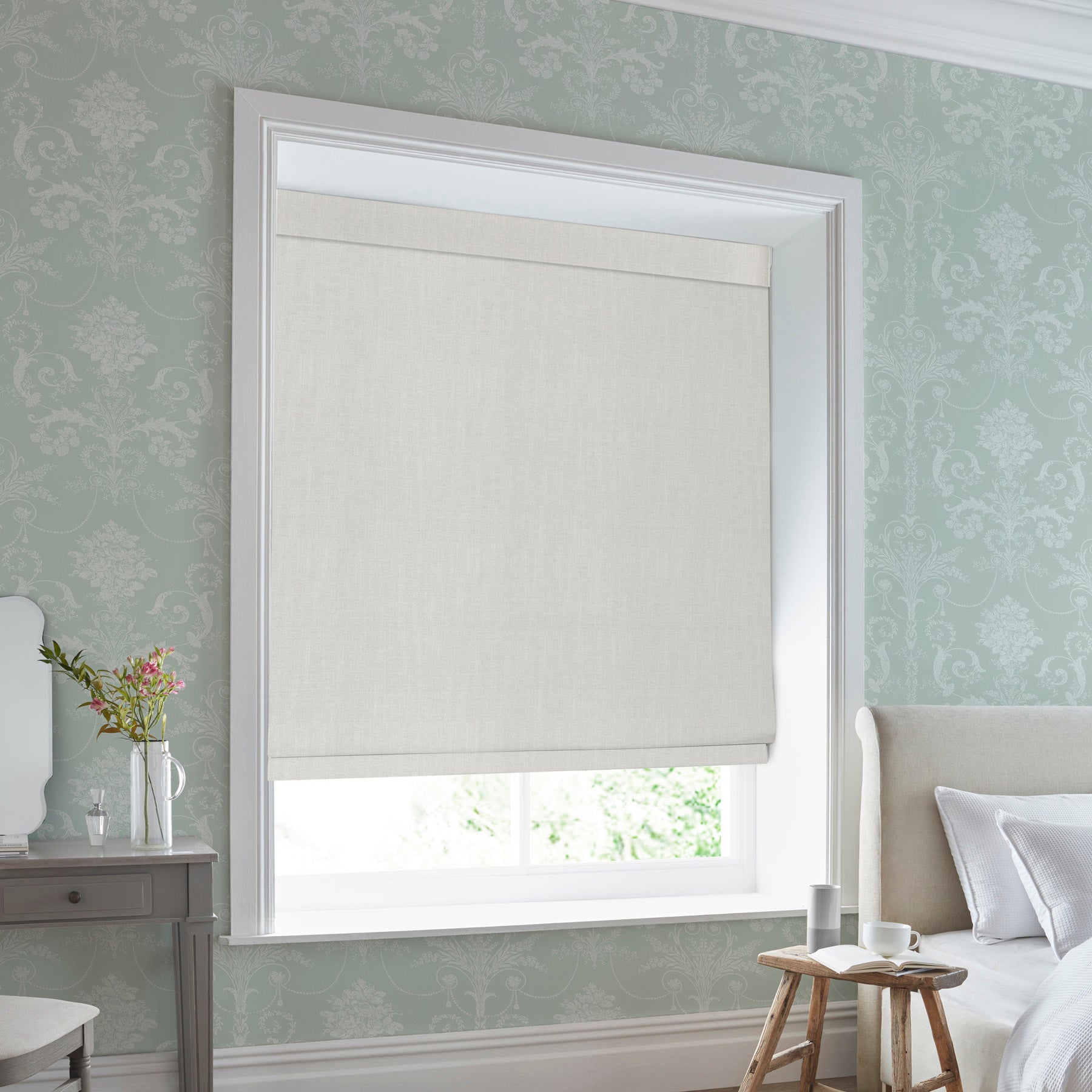 Laura Ashley Swanson Made To Measure Roman Blind Dove Grey