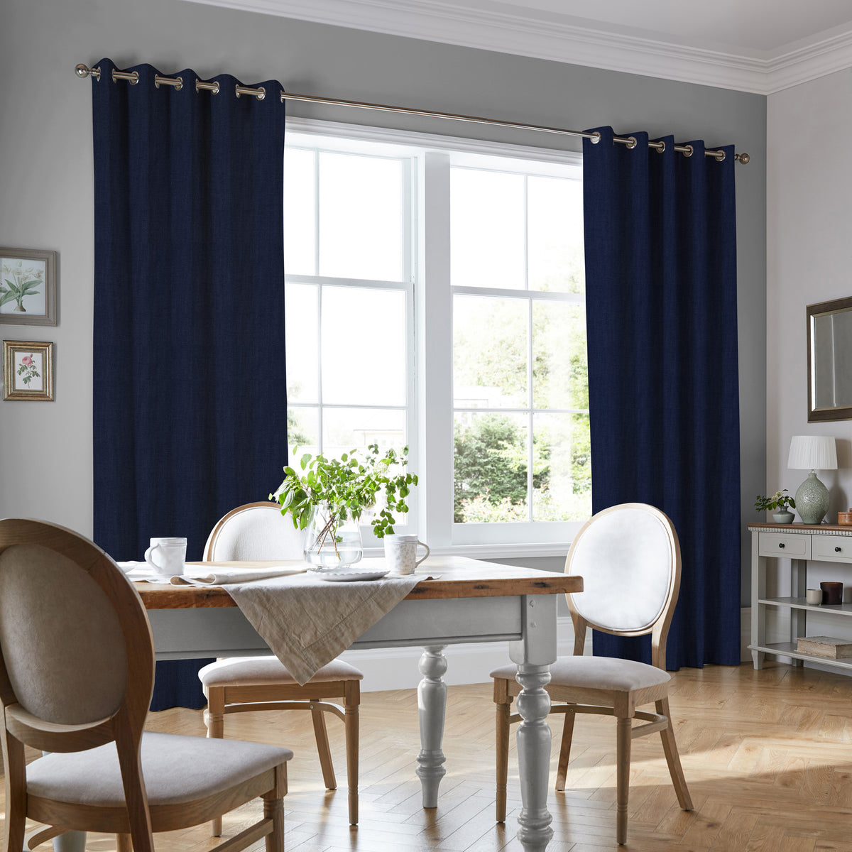Laura Ashley Swanson Made To Measure Curtains Midnight