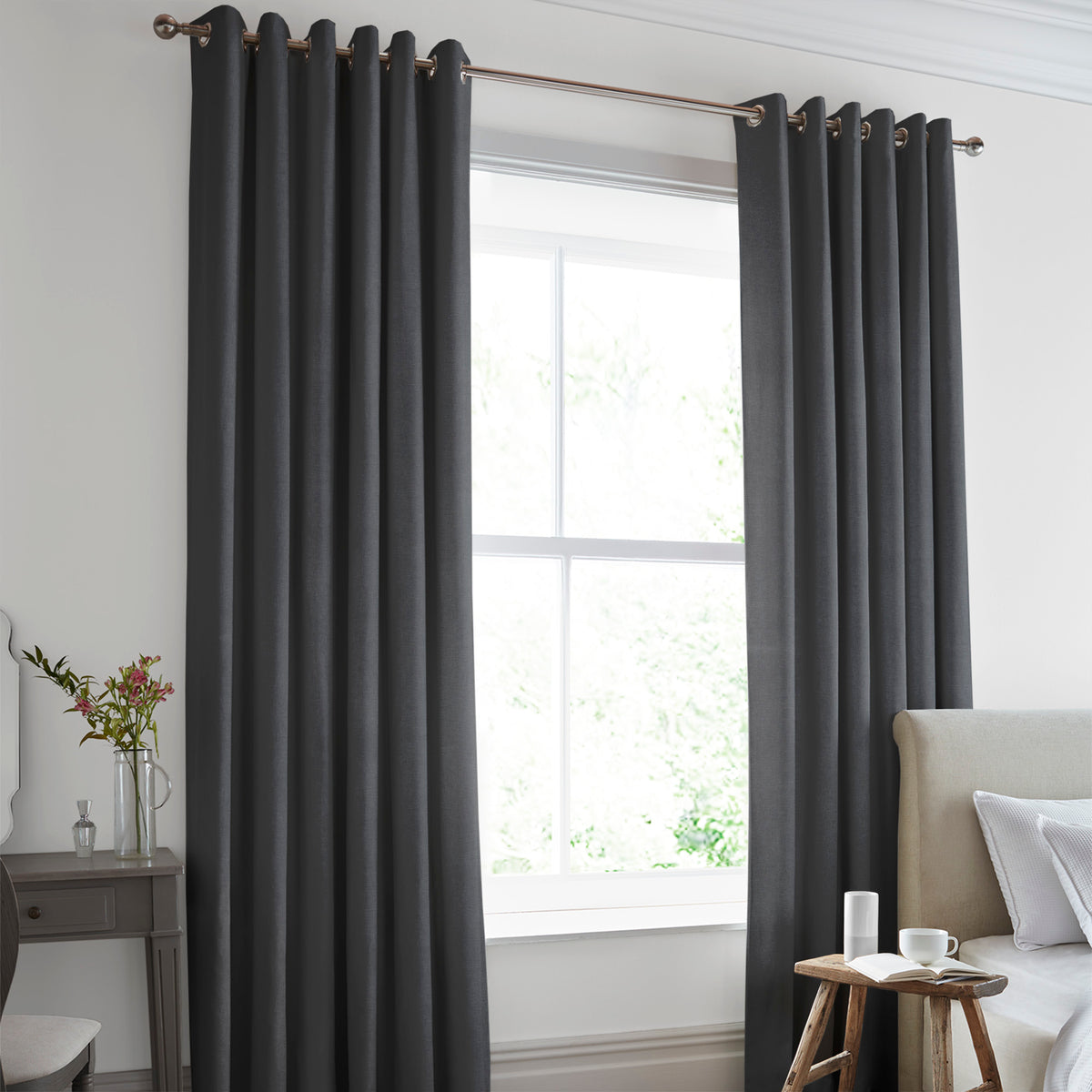 Laura Ashley Swanson Made to Measure Curtain Charcoal