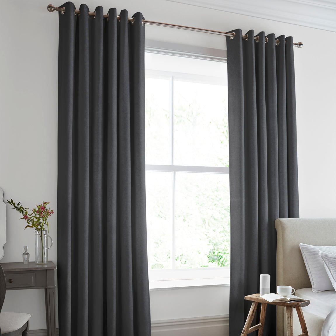 Laura Ashley Swanson Made to Measure Curtain Charcoal