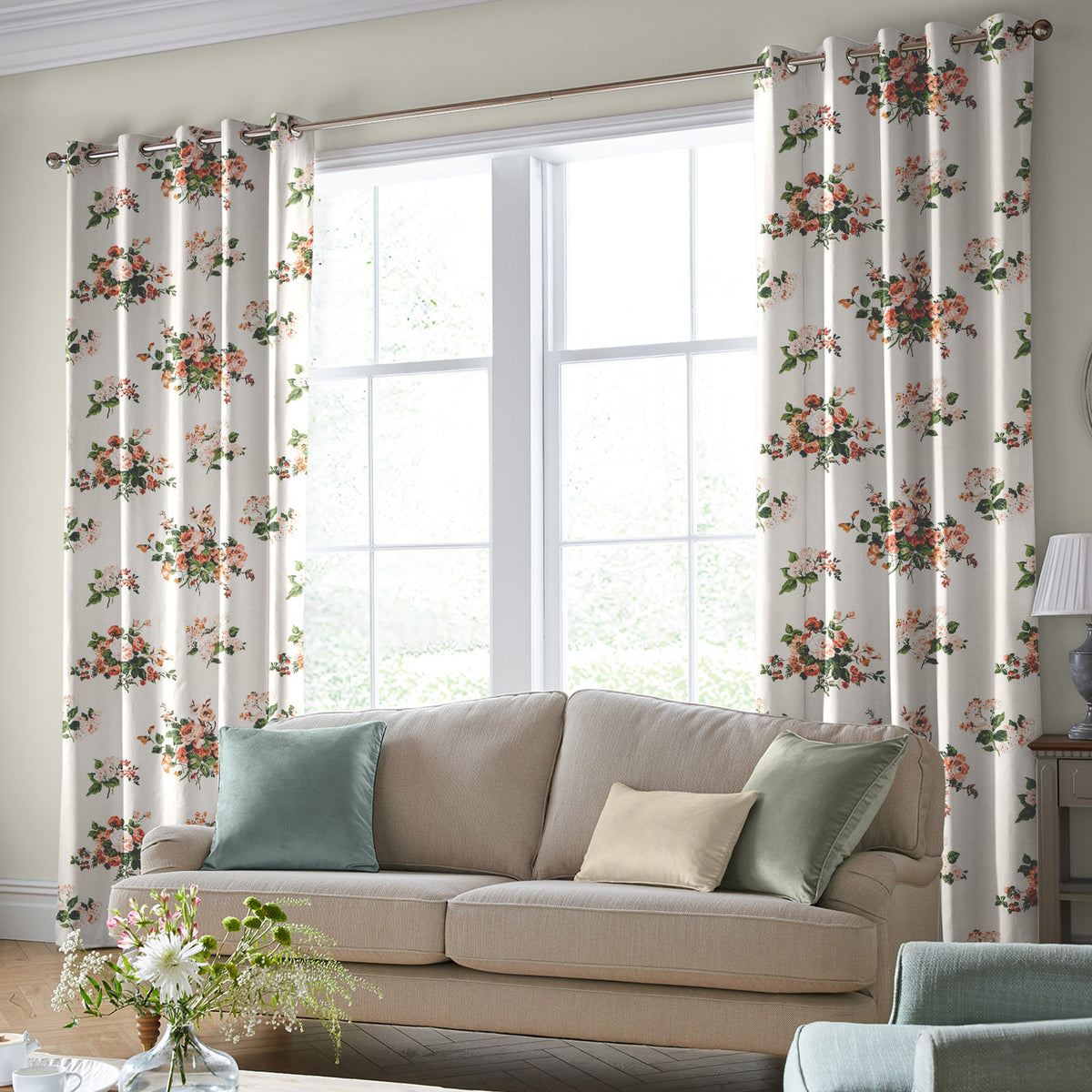Laura Ashley Rosemore Made to Measure Curtain Natural