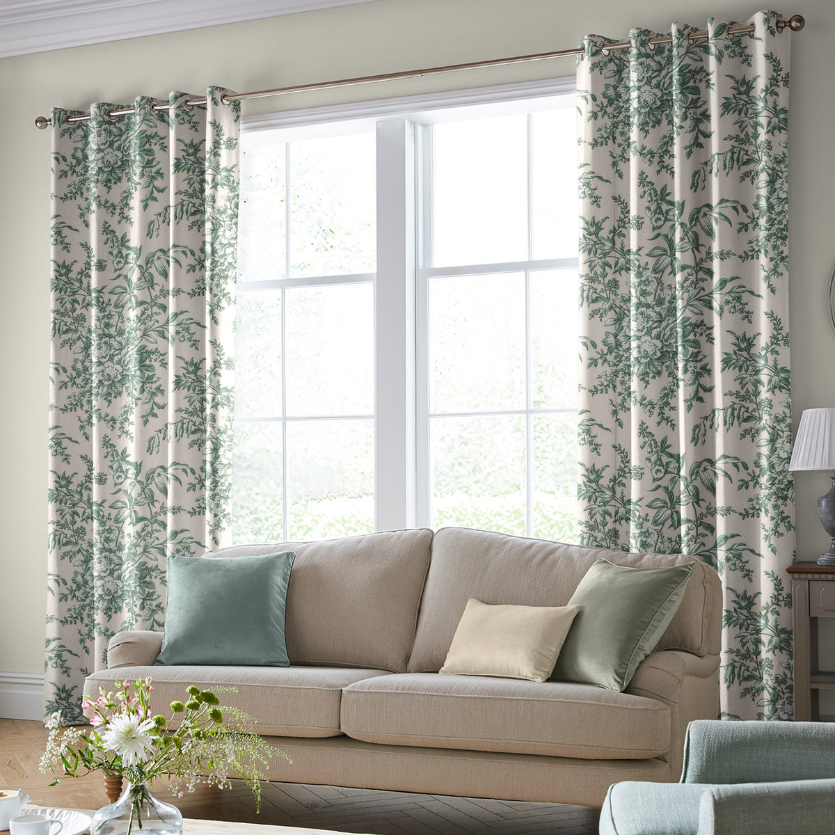 Laura Ashley Picardie Made to Measure Curtain Sage