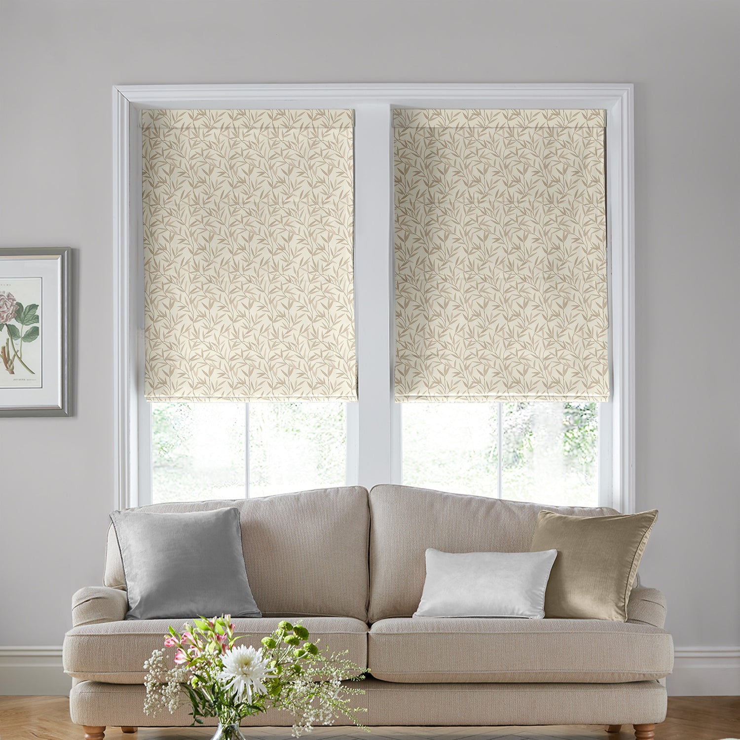Laura Ashley Willow Leaf Made To Measure Roman Blind Natural