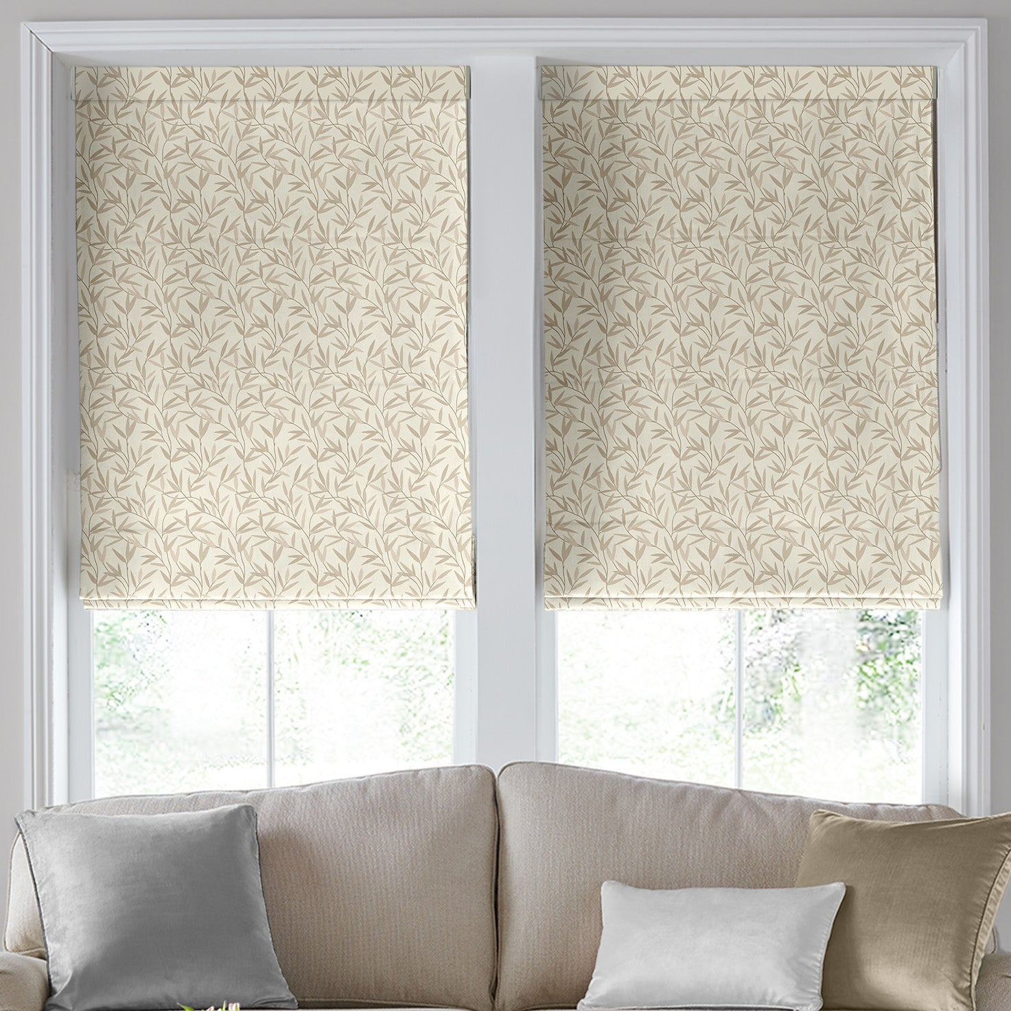 Laura Ashley Willow Leaf Made To Measure Curtains Natural