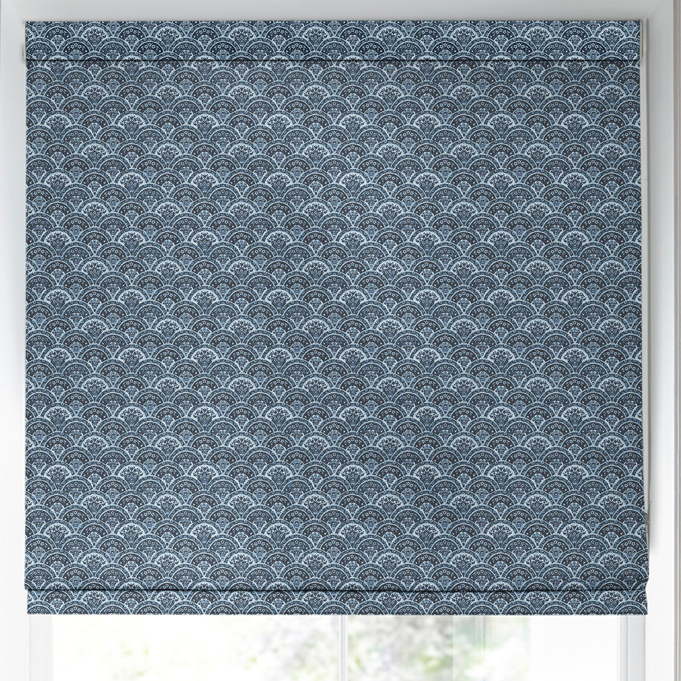 Laura Ashley Musica Velvet Made to Measure Roman Blind Dusky Seaspray