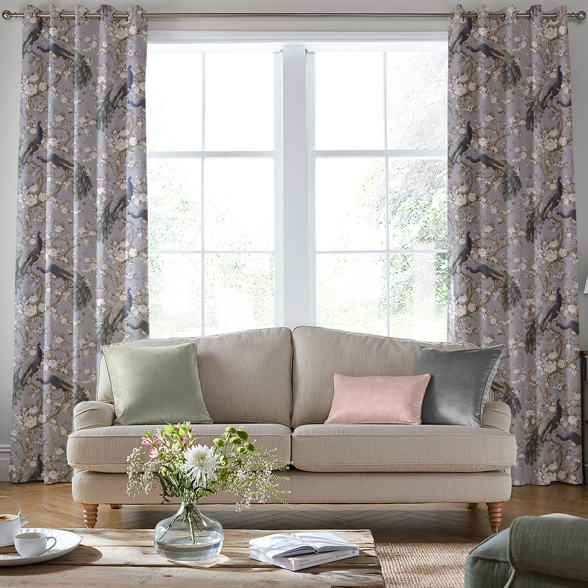 Laura Ashley Belvedere Velvet Made to Measure Curtain Pale Iris