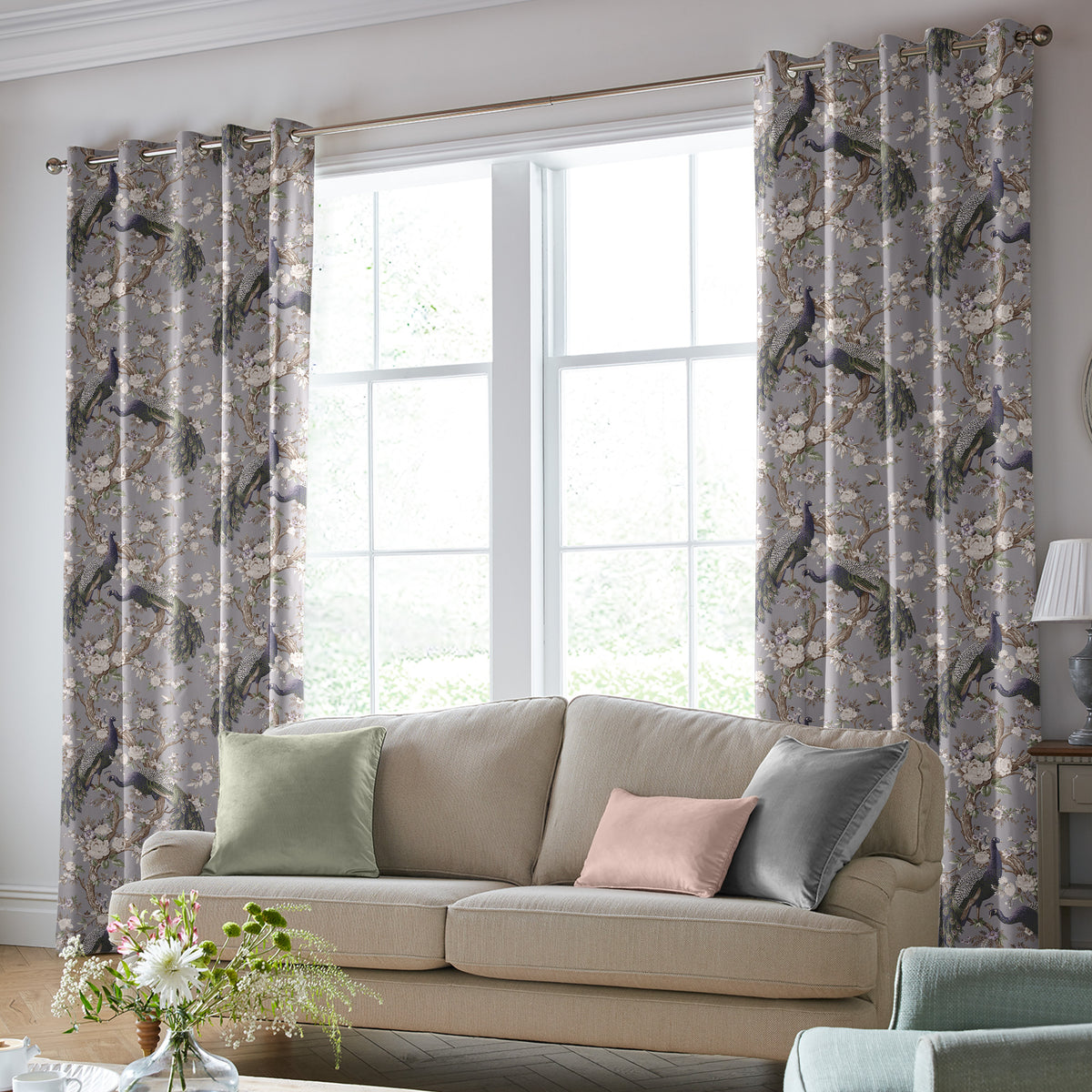 Laura Ashley Belvedere Velvet Made to Measure Curtain Pale Iris
