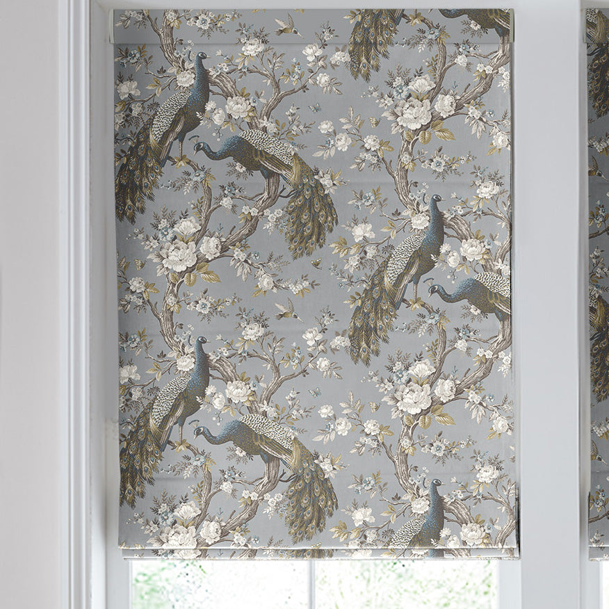 Laura Ashley Belvedere Velvet Made to Measure Roman Blind Chalk Blue