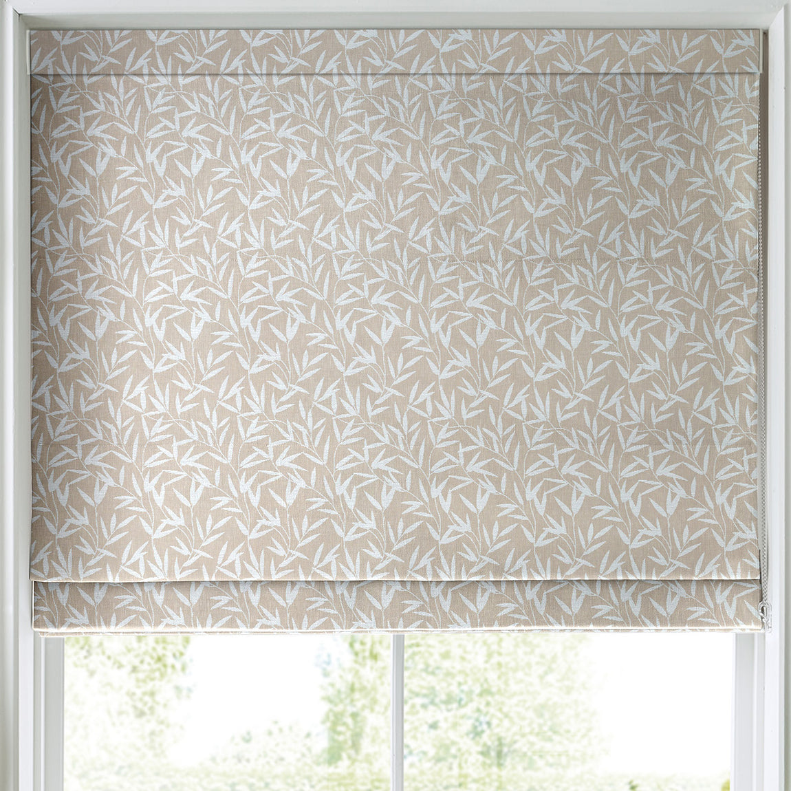 Laura Ashley Willow Leaf Chenille Made to Measure Roman Blind Natural