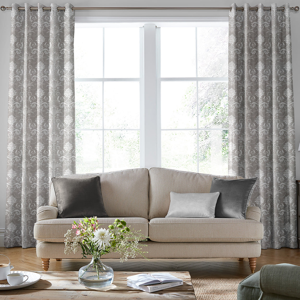 Laura Ashley Josette Woven Made to Measure Curtain Steel