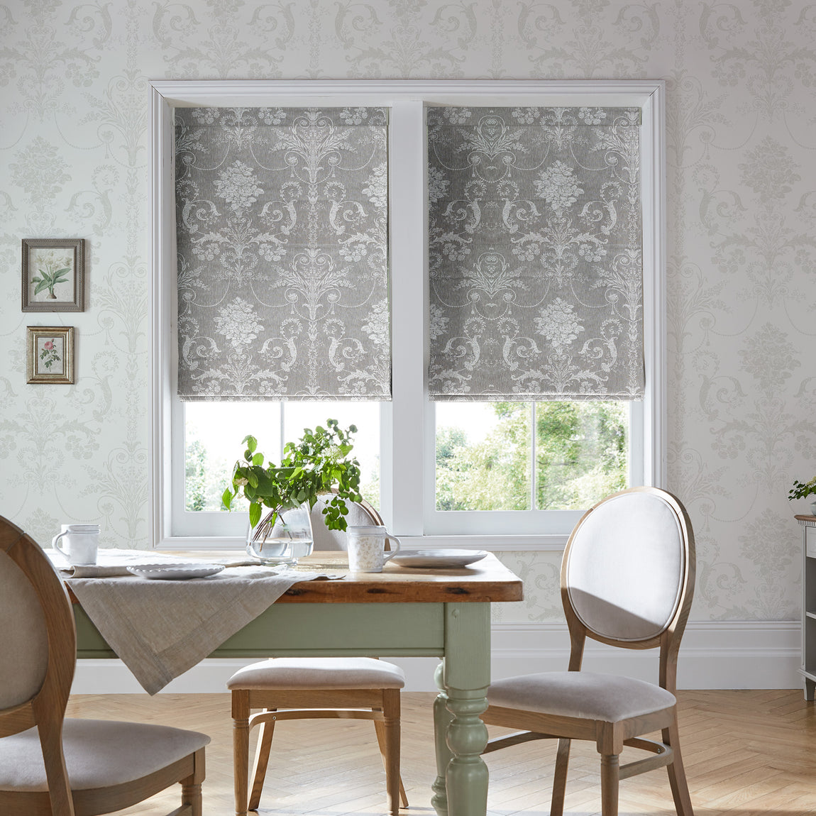 Laura Ashley Josette Woven Made to Measure Roman Blind Steel