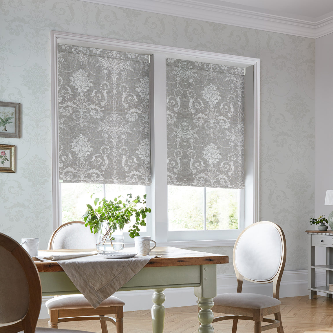 Laura Ashley Josette Woven Made to Measure Roman Blind Steel