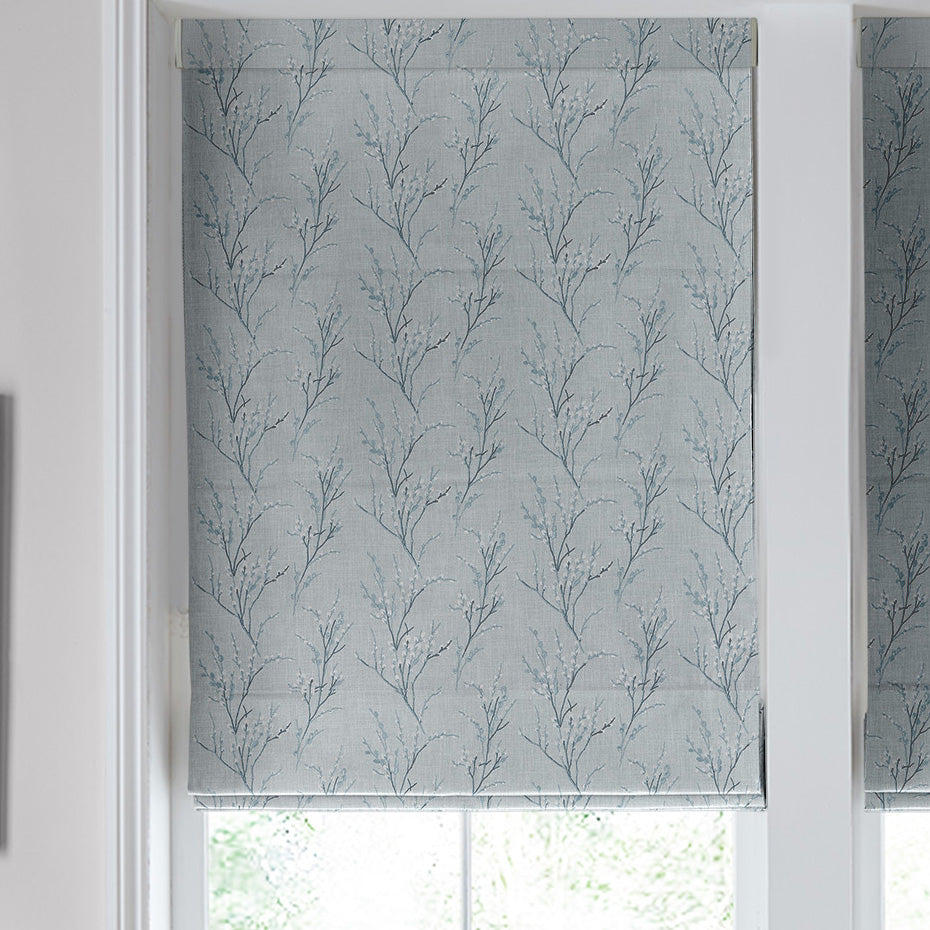 Laura Ashley Pussy Willow Embroidered Made to Measure Roman Blind Seaspray