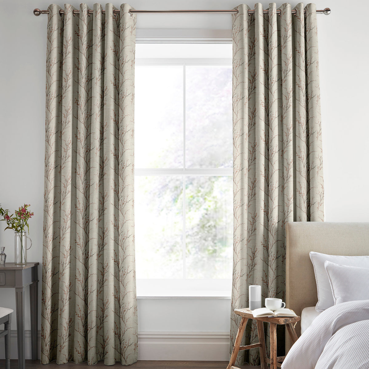 Laura Ashley Pussy Willow Embroidered Made to Measure Curtain Blush