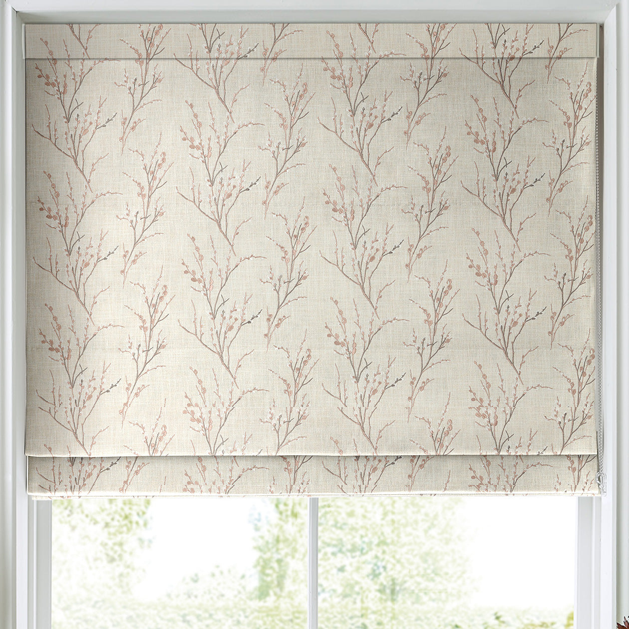 Laura Ashley Pussy Willow Embroidered Made to Measure Roman Blind Blush