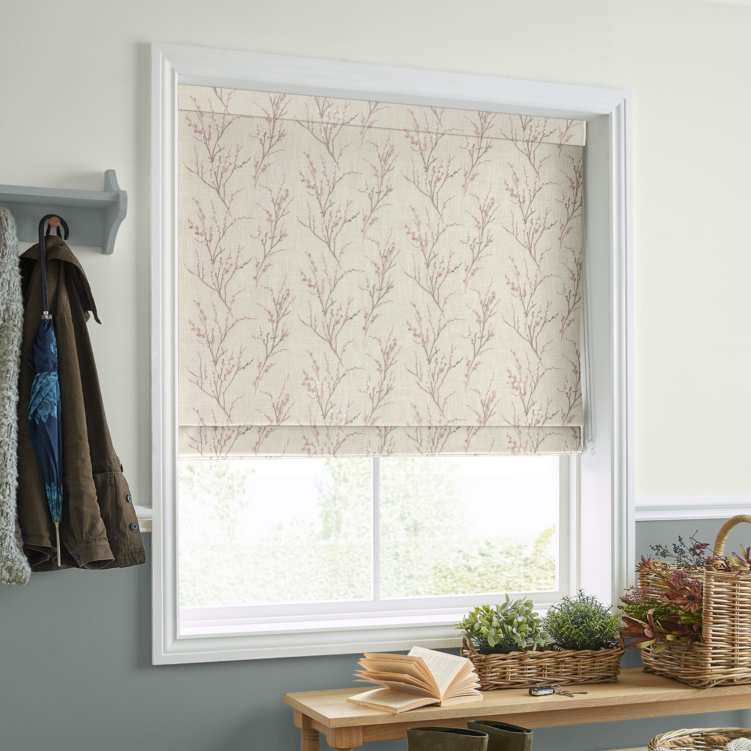Laura Ashley Pussy Willow Embroidered Made to Measure Roman Blind Blush